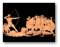 escena de guerrers grecs lluitant