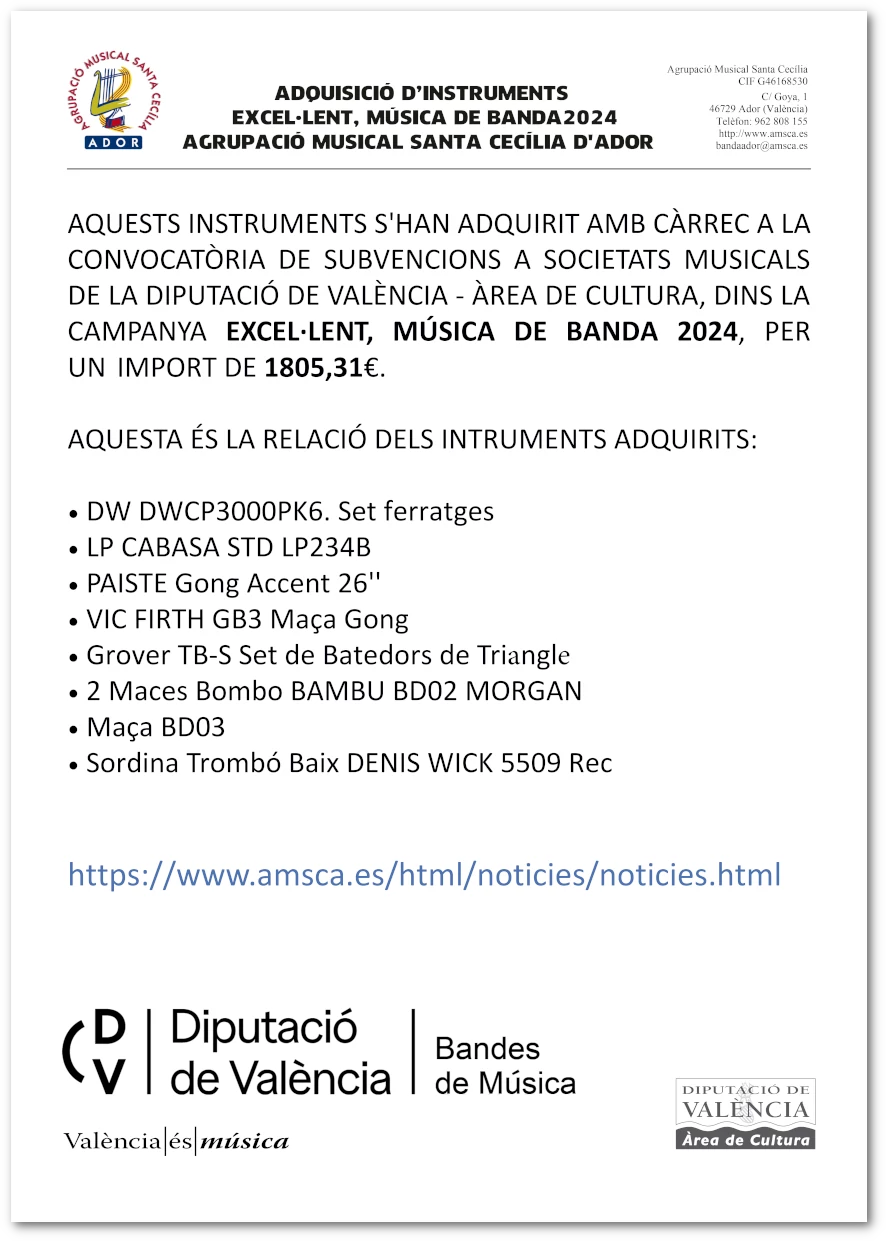 document informatiu campanya Excel·lent Música de banda 2024, AMSCA