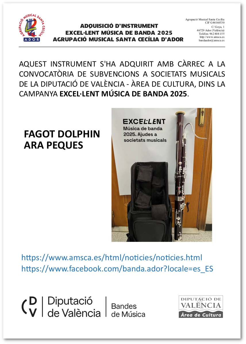 Cartell informatiu de les ajudes de Diputació a les Societats Musicals
