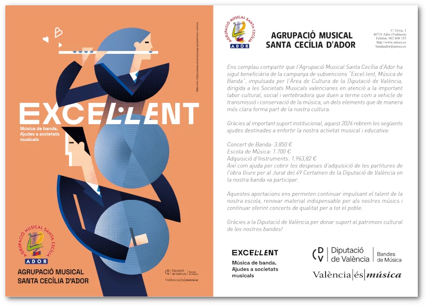Cartell informatiu campanya Excel·lent Diputació València, adquisició instruments